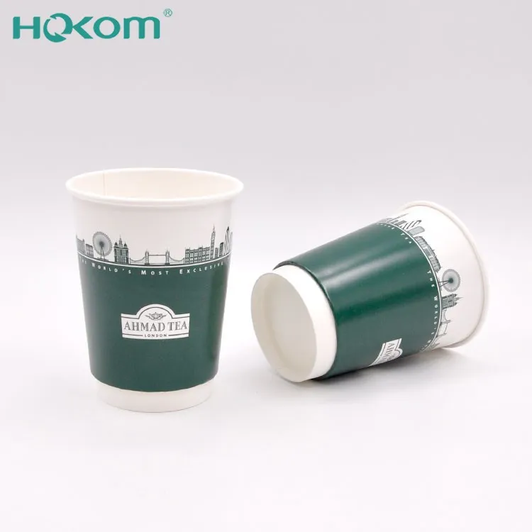 Disposable Double Wall Paper Cup With PE Coat Custom Logo For Hot Coffee Chocolate Milk